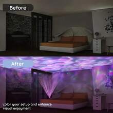 Aurora Wave LED Projector - 2-In-1 Northern Lights And Ocean Wave Night Light With Remote Control, 14 Bright Effects, Powered Via Supplied Cable, Perfect For Bedroom, Game Room, Home Theater, Decorative Lighting And Relaxation