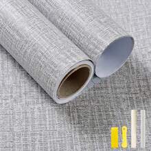 GALASALA 40 * 500CM Papel Tapiz para Pared Recamara Patrón de Tela, Papel Tapiz Autoadherible, Tapiz para Pared Decorativo Vinilo Adhesivo PVC, Antiincrustante Resistente al Agua, Gris Claro - Gris Claro - Ver 5