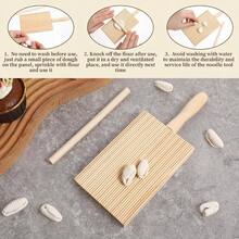 Tabla de oquis y raviolis Rolling Pin Stripper de oquis de espaguetis, macarrones, tabla de pasta de madera, herramientas para hacer pasta curvada, rodillo de paleta para pasta casera para amantes - Madera natural - Ver 6