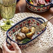 1pc, 9.2in, Polish Style, Rectangular Dual-Handled Baking Dish, Ramen Bowl, Pasta Plate, Dessert Plate, Fruit Plate, Casserole Dish, Microwave & Oven , Salad Plate, 600ml, Suitable For Restaurant, Home, Party - Multicolor - View 7