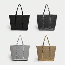 Women's Bag With Sequin Accents – Stylish Crossbody Bag With A Zipper Closure, Durable Polyester Lining, And A Sturdy Shoulder Strap. An Elegant Everyday Handbag Suitable For Work, Travel, And Shopping (Light Brown/Dark Gray/Gray/Black) - 深灰色 - 查看 3