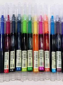12pcs Colorful Liquid Ink Rollerball Pens, Large Capacity Quick-Drying Ballpoint Pens, 0.5mm Fine Point Pens For Students, Exams, And Note-Taking - Multicolor - View 6