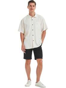 Men's Silk Button Down Shirts Short Sleeve Casual Tropical Holiday Hawaiian Shirtshalloween - 白色 - 查看 3