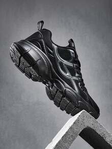 1 Pair Unisex Sports Pattern Mesh Patchwork Sneakers, Fitness Gym Vintage Chunky Thick Sole Chunky Sneakers, Breathable Lightweight Casual Running Shoes For Women - 白灰 - 查看 7