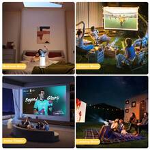 GAWFOLK Proyector inteligente de alta definición 2025, portátil para acampar al aire libre, con soporte para decodificación 4K, sistema operativo Android 11, WiFi de doble banda, apto para uso en interiores y exteriores, con enchufe europeo y chip A3100 de alta calidad. Un dispositivo ideal para oficinas corporativas y reuniones familiares.