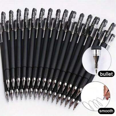 10pcs 0.5mm Black Ballpoint Pens For School Students Or Office Use, Business Signature Pens, Office Students' Exam Water Pens, Ballpoint Pens