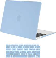 MOSISO Compatible With MacBook Air 13 Inch Case 2022 2021 2020 2019 2018 Release A2337 M1 A2179 A1932 Touch ID, Plastic Hard Shell Cover&Keyboard Cover For MacBook Air 13.3 Inch Case, Airy Blue - 黑色 - 查看 1