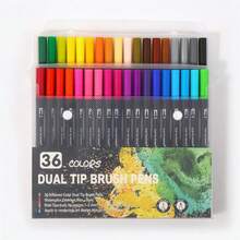 120 PCS Dual Markers Brush Pen Fine Double Tip Point Art Marker For Adult Coloring Hand Lettering Writing Planner Journal Note Calligraphy Drawing Art Craft School Supplied