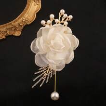 1 Stück elegante Tüll Rose Boutonniere für Bräutigam, Brautjungfer, Braut, Hochzeit, Kirche, Party, Valentinstag