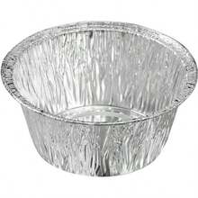 ANQIA 100 bandejas desechables de papel de aluminio plateado para tartas de 110 ml mini moldes redondos para hornear - Plateado - Ver 2