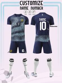 2pcs Argentina Football Jersey, Customized Soccer Uniform, 2526 Football Shirt, Men's Personalized Football Uniform, Men's Sports Suit, Running Set, Summer Men's Set, Men's T-Shirt Set, Football Jersey, Personalized Football Uniform, Football Jersey With Number Printing, Suitable For Football, Badminton, Basketball, Cycling