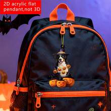 Adornos clásicos de Halloween para el árbol de Navidad con forma de perro: calabaza y murciélago. Etiquetas colgantes para el hogar. - Negro - Ver 1