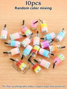 EECLYCJ 10个/20个 3D逼真迷你食物珍珠奶茶杯/果汁杯 DIY玻璃树脂工艺饰品配件，适合女孩/女性，手工耳环、项链、钥匙扣、手机壳、发夹、DIY饰品制作材料 - 彩色 - 查看 18