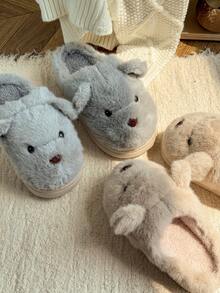 Niebieskie, pluszowe kapcie EVA z motywem misia z kreskówki, słodkie zwierzątka, grube, puszyste, zimowe kapcie do użytku wewnątrz i na zewnątrz