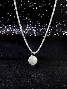 1 Dây chuyền ngọc trai lấp lánh quyến rũ dành cho nữ bằng bạc Sterling 925 Trang sức cao cấp cho ngày lễ tình nhân Quà tặng hàng ngày - vòng cổ ngọc trai - Xem 2