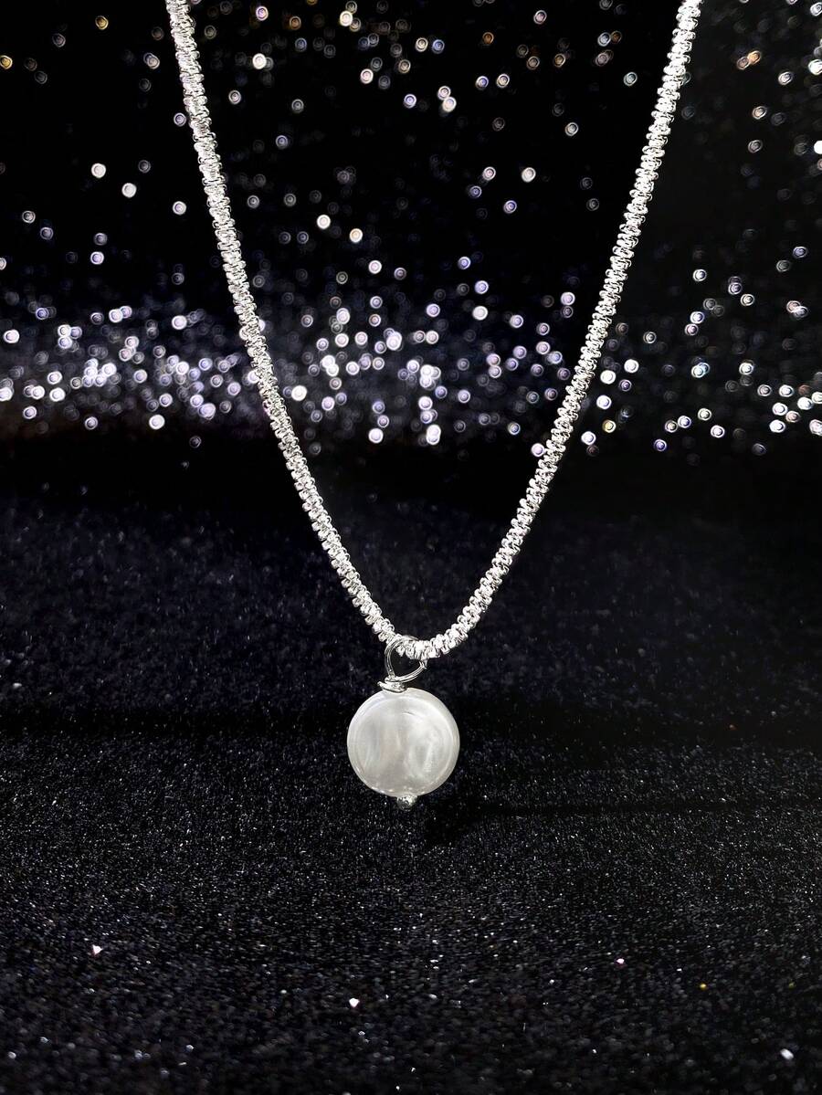 1 Dây chuyền ngọc trai lấp lánh quyến rũ dành cho nữ bằng bạc Sterling 925 Trang sức cao cấp cho ngày lễ tình nhân Quà tặng hàng ngày