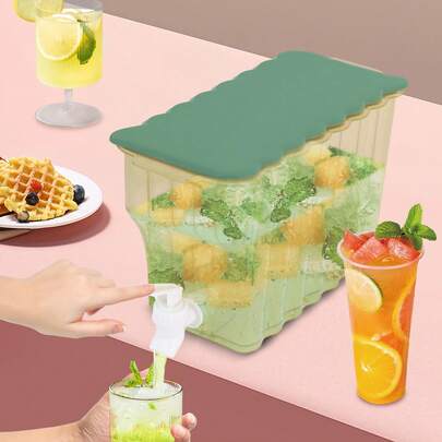 3.6L PP Beverage Dispenser With Faucet - Leak-Proof Juice Dispenser For Refrigerator, Easy-Clean & Space-Saving,(Green)