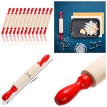 Juego de 12 rodillos para manualidades, rodillo de masa de madera de 8 pulgadas con rojo, rodillo de masa pequeo para fondant, pastelera, pizza y juego imaginativo - Madera - Ver 1
