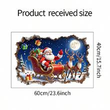 قطعة واحدة من ملصق الحائط الزخرفي لعيد الميلاد بصورة سانتا كلوز والرنة، ملصق بتأثير جدار مكسور، ملصق لاصق من البي في سي لديكور العطلات، منظر شتوي مذهل لمنظر الثلج، ديكور منزلي مناسب لغرفة المعيشة والنوم والمتجر