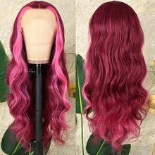 13X4 Free Part Black Green Highlights Body Wave Lace Front Wigs Pre Plucked Soft Long Wavy Hair Wigs Heat Resistant Wave Wigs Glueless Christmas Wig Long Wavy Synthetic Lace Front Wigs For Women Perfect For Daily Wear & Parties - Highlight - 查看 6