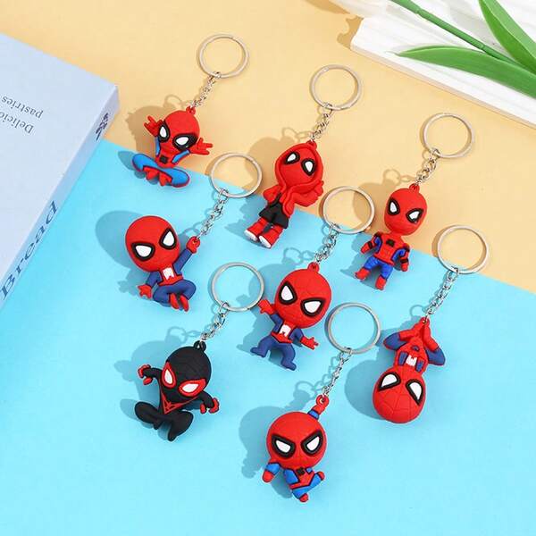  Marvel Bag Accessories Cartoon Bag Pendant Q-Version Marvel Keychain Accessories 3D Spider Man Keychain Accessories Cartoon Bag Zipper Doll Pendant, Exquisite Hanging Decoration, Cute Car Key/Bag Accessories, Couple Pendant Retro Red