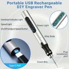 2025 Upgraded Wireless Carving Pen | Tool Electric Carving Pen With 51pcs| Portable Rotary Carving Machine,USB-C Charging Mini Carving Machine | Portable Rotating Tool For Jewelry/Metal/Wood/Glass/Resin Models, Engraving Pen Rechargeable With Drill Bit, Cordless Rotary Tool, Wood Engraver - Multi Functional Upgraded - View 2