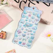 Pegatinas 3D de dibujos animados lindos, pegatinas transparentes en relieve y creativas para scrapbooking, pegatinas decorativas de piedras preciosas de cristal para manualidades de niños, regalo de Navidad/Acción de Gracias/cumpleaños para niños