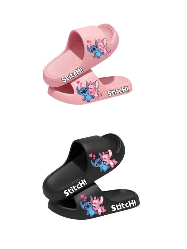 Disney Stitch & Lilo Women's EVA Slippers, Cute Cartoon Print Open Toe Breathable Soft Bottom Indoor/Outdoor House Slippers, Comfortable Home Slippers Gift, Suitable For Christmas