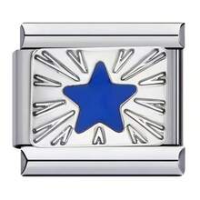 1PC Blue Theme Stainless Steel Modular Bracelet Component,Featuring Elements Of Stars, Moon, Love, And Devil's Eye, DIY Jewelry For Bracelets/Necklaces, Freely Matchable, Perfect Holiday Gifts