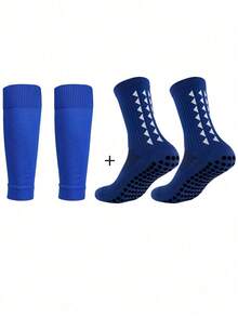 Youth Soccer Leg Warmers & Shin Guard Set, Children's Triangle Floral Soccer Leg Warmers, Sports Leg Sleeve Leg Warmers, Non-Slip Dotted Soccer Leg Warmers, Suitable For Youth Training, Outdoor, Durable, Fit For 10-18 Years Old Boys And Girls