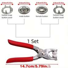 52/102/202 件多功能缝纫按扣套件,带手压钳 - 防锈、耐用合金五爪按扣,多种颜色可选,适用于服装修补和装饰、服饰配件 | 鲜艳的色彩 | 合金按扣 - 彩色 - 查看 13