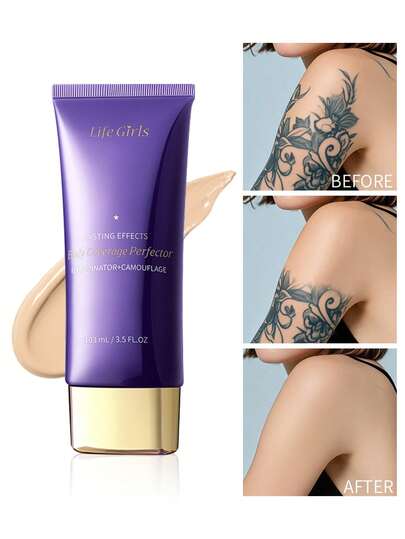 Life Girls 103 毫升/3.5 液体盎司全覆盖遮瑕膏 - 自然妆效粉底，适用于黑眼圈、斑点、痘印和泪沟，持久哑光效果，适合秋冬，适合 Y2K 时尚，适合生日礼物，万圣节派对