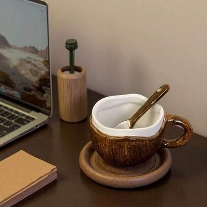 创意可爱椰壳设计陶瓷杯，独特的下午茶咖啡杯，高品质礼物