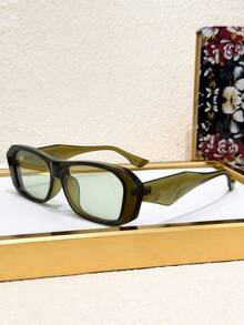 1pc Retro Small Frame Asymmetrical Rectangular Fashion Glasses - Stylish Wide Frame, Durable Plastic Frame, Unisex - Multicolor - View 7