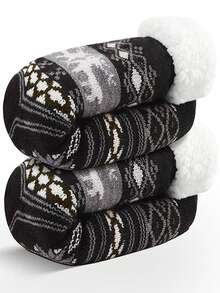 Men's Thermal Socks, Reindeer Design, Extra Thick Warm Socks, Christmas Socks, Super Warm Thermal Socks, Comfortable Warm Socks For Winter, Warm Thick Socks, Christmas Gift, Best Gift For Men