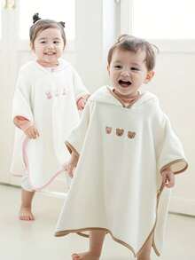 1 件儿童卡通图案速干浴巾，柔软温暖连帽浴袍 - 彩色 - 查看 10