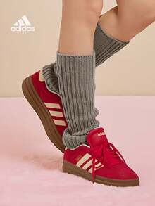 Adidas VL Court Bold Classic Sneakers, Thick Sole Casual Trainers, "T-Toe Shoes", Daily Styling Thick Bottom T-Shaped Toe, Modern And Classic Elements, Rubber Outsole With EVA Insert, Leather And Synthetic Material Lining, Three Stripes And Linear Logo - Red - View 2