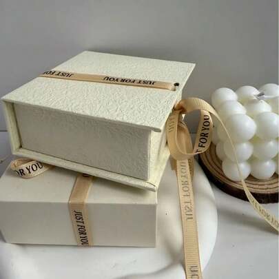 Butterfly Knot Silk Ribbon Book Type Box Flip Cover Jewelry Storage Box Perfume Cosmetic Organizer Box