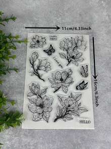 1pc Pine Tree Transparent Rubber Stamp Retro Rubber Transparent Card Special Record Pattern Making Stamp DIY Scrapbook Photo Magazine Album Decoration Stamp ﻿ - Black - View 2