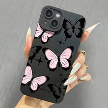 1 Pcs Phone Case: Black Powder Butterfly Black Frosted All Inclusive Anti Fall Phone Case Suitable For Apple 17/ 16 PLUS/ 16PRO/ 16/ 15PROMAX/ 15PLUS/ 15PRO/ 15/ 14PROMAX/ 14PLUS/ 14PRO/ 14/ 13PROMAX/ 13PRO/ 13/ 12PROMAX/ 12PRO/ 12/ 11PROMAX/ 11PRO/ 11/ Accsesories - 黑色 - 查看 1