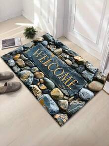 1pc Heart Stone Pattern Velvet Doormat, Minimalist Soft Comfortable Welcome Mat, Suitable For Living Room, Bedroom, Kitchen, Entryway, Durable And Easy To Clean, Holiday Decor - Multicolor - View 4