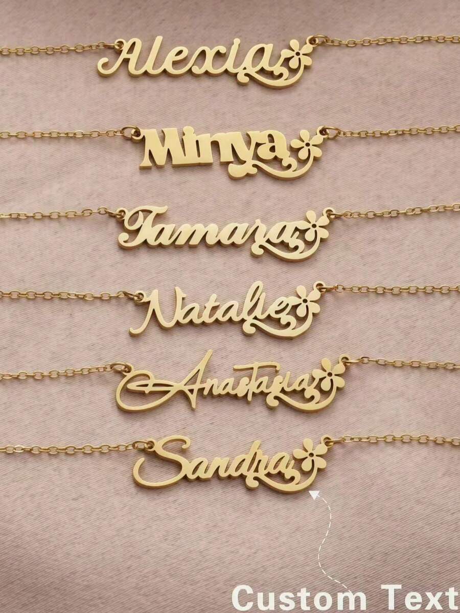 High-End Elegance, Stylish Luxury, Minimalist Nobility, Youthful Beauty, And Sexy Gold Matte Petal Personalized Name Text Custom Necklace-Perfect For Birthdays, Personalized Gifts, Anniversary Presents, Custom Jewelry, And Gifts For Friends, Family, Or Loved Ones. Ideal For Parties And Travel