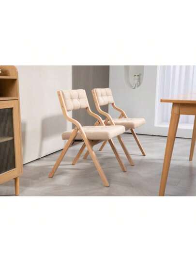 HOMEFUN Folding Chairs Cushion, Wooden Padded Pack, Portable Assembled Dining Stoel Guests Kitchen Office Wedding Kaki