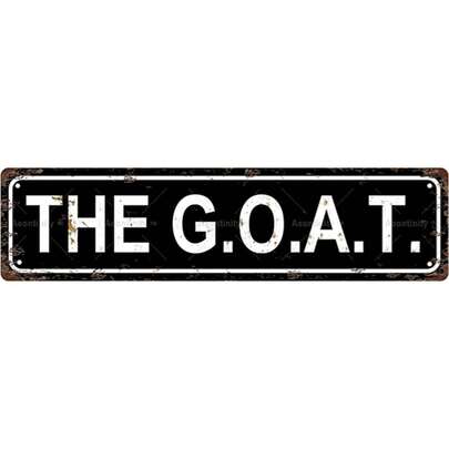 Vintage "THE GOAT" Metal Sign - Rustic Wall Decor For Home, Bar, Cafe, Garage - 16x4 Inches, Distressed Finish, Easy To Hang, Metal Wall Art Decor