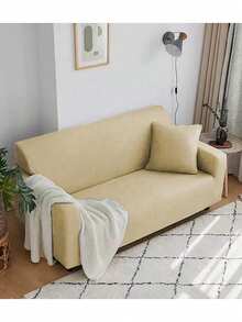 1 tấm bọc ghế sofa co giãn bằng cao su latex màu trơn, kiểu dáng hiện đại, dùng được cả bốn mùa, phủ kín toàn bộ ghế sofa, thân thiện với thú cưng, có thể giặt máy, trang trí nhà cửa thân thiện với thú cưng, phù hợp cho ghế đơn, ghế đôi, ghế ba, ghế bốn chỗ. - Màu be - Xem 5