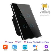 Graffiti 智能开关，美标带/不带零线，1/2/3/4 位 WiFi 触摸开关，兼容 Alexa Home - 彩色 - 查看 14