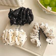 4-Jahreszeiten Universal Hochwertige gefaltete Blumen Banana Clip mit Blasen, Polka Dot Haarclip, Vintage Schmetterling Atmosphäre Haarclip, Haaraccessoire mit sichtbarem Haarvolumen, Klammern