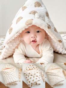 1 件新生儿襁褓包，秋冬季柔软圆点襁褓毯，婴儿防惊吓睡袋