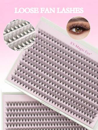 每盒 330 片，C / D 卷曲，0.05 毫米厚度，8-15 毫米 / 混合长度，20D，独立睫毛，预制扇形尖头底座，柔软轻盈的假睫毛 - 适合初学者