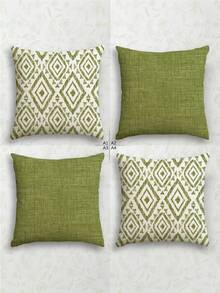 4 buc. fețe de pernă cu model geometric modern, fețe de pernă decorative cu linii geometrice, material vintage din in, închidere cu fermoar ascuns, lavabile la mașină, design minimalist elegant, potrivite pentru decorul casei, canapeaua, camera de zi, dormitorul, mașina, fețe de pernă pentru exterior, fără inserție de pernă